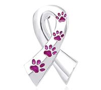 BMBN Ribbon Brooch, Exquisite Dog Paw Print Ribbon Brooch Pin Breast Cancer Awareness Breastpin Sign Corsage Clothes Jewelry Brooches Pin Purple
