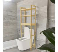 BMBO 3 Tier Wooden Over Toilet Storage Unit Natural Brown