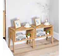 BMBO Set Of 2 Wooden Stackable Bedside Tables