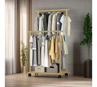 BMBO Wooden 4-in-1 Open Wardrobe With Hanging Rails