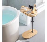 BMBO Wooden Adjustable Side Tray Table Natural Wood