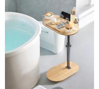 BMBO Wooden Adjustable Side Tray Table Natural Wood