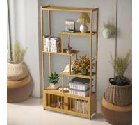 BMBO Wooden Bookcase Storage Cabinet Open Shelving Unit Brown