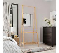 BMBO Wooden Natural Brown Open Clothes Rack With Shelf Natural Brown