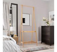 BMBO Wooden Natural Brown Open Clothes Rack With Shelf Natural Brown