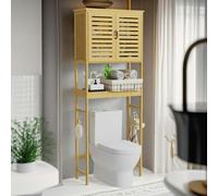 BMBO Wooden Over Toilet Storage Unit With Cabinets Natural Brown