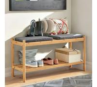 BMBO Wooden Shoe Storage Bench With 2 Cushioned Seat