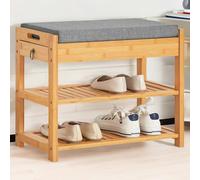 BMBO Wooden Shoe Storage Bench With Hidden Drawer & Cushioned Seat