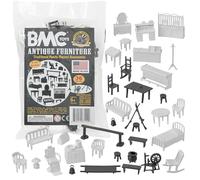 BMC Classic Marx Antique Furniture - 36pc Dollhouse Plastic Playset Accessories