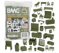 BMC Classic Marx Military Base Camp - 32pc Plastic Army Men Playset Accessories