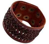 BMC-Designs BROWN FAUX LEATHER TWIST BRAID CROSS DESIGN WRISTBAND WIDEWRIST STRAP MENS WOMENS BAND BRACELET FITS UP TO 20CM ADJUSTABLE SIZE 22CM X 3.5CM UK SELLER A28