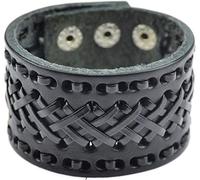 BMC-Designs FAUX BLACK LEATHER STEAMPUNK WRISTBAND WRIST STRAP BAND WIDE BRACELET CROSS BRAID STYLE ADJUSTABLE SIZE 23 X 4CM FITS UP TO 21.5CM UK SELLER A11