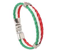 BMC-Designs FAUX PU LEATHER SURFER SPORT FLAG STYLE RED GREEN WHITE ITALY IRAN MEXICO WRIST STRAP BAND BRACELET FITS 19 TO 20.5cm A98