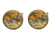 BMC-Designs Gold Old World MAP Retro Cufflinks Cuff Links Shirt History Geography Vintage Atlas UK Seller