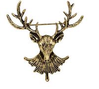 BMC-Designs LARGE 3D ANTIQUE BRONZE STAG HEAD BROOCH DEER ELK LAPEL PIN BROACH RETRO ANTLER 6cm x 5.5cm UK SELLER
