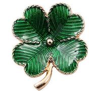 BMC-Designs Large Dark Green Four Leaf Clover Shamrock Brooch 4 Ireland Gold Broach Lapel Pin Heart UK Seller