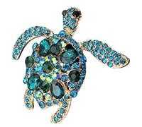 BMC-Designs LARGE GREEN BLUE TORTOISE DIAMANTES BROOCH BROACH LAPEL PIN TURTLE MARINE 5.5cm x 5.2cm UK SELLER