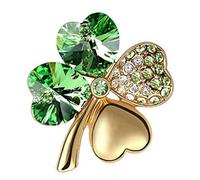 BMC-Designs Light Green Diamante Four Leaf Clover Shamrock Brooch 4 Ireland Gold Broach Lapel Pin UK Seller