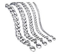 BMC-Designs Mens 7 inch 18cm Long Various Widths 3 4 6 8 10mm Silver Stainless Steel Curb Link Chain Bracelet C5 UK Seller (10)