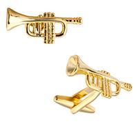 BMC-Designs Mens Pair Gold Trumpet Cufflinks Shirt Music Musician Musical Player Jazz Brass Band UK Seller