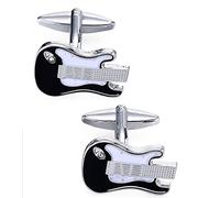 BMC-Designs Mens Silver Black Guitar Cufflinks Shirt Gift Electric Guitarist Guitars Music UK Seller