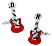 BMC-Designs Mens Silver RED Black Guitar Cufflinks Shirt Gift Electric Guitarist Guitars Music UK Seller