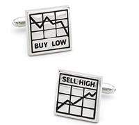 BMC-Designs Mens Stocks Shares Stockbroker Buy Low Sell HIGH Silver Cufflinks Shirt UK Seller