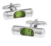 BMC-Designs Pair Green Working Spirit Level Engineer Silver Coloured Cufflinks Joiner Carpenter UK Seller