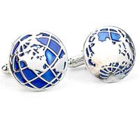 BMC-Designs Pair of Globe World MAP Atlas Blue Silver Cufflinks Shirt History Geography Teacher G1 UK Seller