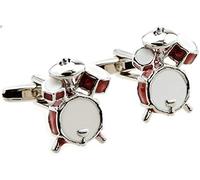 BMC-Designs Pair RED Silver Drum KIT Cufflinks Shirt Music Musicians Drums Drummer Group Set UK Seller