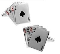 BMC-Designs Pair Silver 4 ACES Cufflinks Shirt Novelty Gambling Poker Casino Gift Pack Cards Four UK Seller