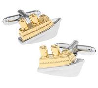 BMC-Designs Pair Silver Gold Sailing Cruise Ship Boat Cufflinks Shirt Sailor Captain Ocean Liner UK Seller