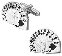 BMC-Designs Pair Silver Pack of Cards Spades Cufflinks Shirt Novelty Funny Gambling Casino Poker Card UK Seller