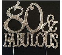 BMC-Designs Silver 80 & Fabulous Diamante Birthday Cake Topper 80TH Eighty TH and Decoration Pick UK Seller