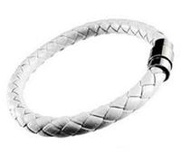 BMC-Designs WHITE FAUX LEATHER BRAIDED STYLE WRISTBAND WRIST STRAP BAND FITS 16-17CM BRACELET MAX SIZE 18CM X 6MM WOMENS TEENS MENS A5 UK SELLER