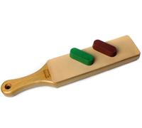 BMC Genuine Leather Sharpening Strop Paddle with Honing Pastes, (3mm Thick Cowhide) 33 x 6.5cm Kit with 14g Polishing Compound, Knife Stropping Block for Honing Knives, Straight Razor, Wood Chisels