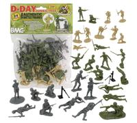 BMC WW2 D-Day Plastic Army Men - 34 American British German Soldier Figures