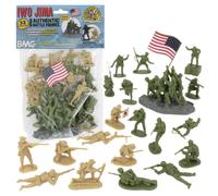 BMC WW2 Iwo Jima 32-Piece Plastic Army Men Set - Flag-Raising Marines, 12 US & 14 Japanese, 1:32 Scale SG_B071NJBSQL_US