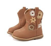 BMCiTYBM Baby Cowboy Cowgirl Boots Western Shoes Boys Girls Round Toe Boots All Season 6-24 Months, brown, 12-18 Months