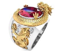 BMDHA Self-Defense Rings 3D Dragon Sculpture Universal Size (Adjustable Opening) Men and Women Unisex Creative Gift Birthday Gift for Valentine's Day (Gold), Large, Zinc, No Gemstone