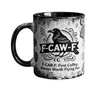 Bmdjdq Raven Brew Mug, Gloss Finish, 12x8x8cm, Gothic Coffee Cup, Halloween Drinkware Piece, Heat Safe, for Kitchen Counters, Office Desks, Breakfast Tables, Dorm Rooms