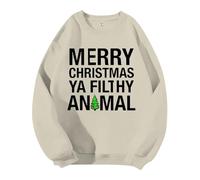 BmDSGC Christmas Jumper for Men Ugly Xmas Sweater Funny Christmas Printed Adult Sweatshirts Jumpers Sweaters Crewneck Long Sleeve Top Soft Cozy Knitwear Outfits for Men (Beige,XL)