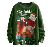 BmDSGC Christmas Jumpers for Men UK Funny Christmas Tree Printed Pullover Sweater Plus Size Novelty Xmas Sweatshirts Graphic Shirts Winter Warm Top Outfits for Men (Green,XL)
