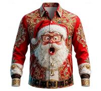BmDSGC Christmas Shirt for Men UK Funny Reindeer Printed Button Down Hawaiian Shirt Funny Printed Short Sleeve Party Holiday Tops Holiday Costumes