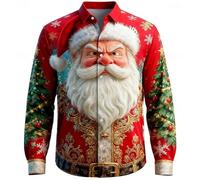 BmDSGC Christmas Shirts for Men UK Trendy Xmas Tree Snowflake Print Short Sleeved Button Down Funky Party Holiday Shirt Xmas Fancy Dress Costumes