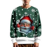 BmDSGC Christmas Sweatshirt Men Ugly Xmas Jumper Xmas Sweatshirt Adults Unisex Sweater Christmas Jumper Thermal Plain Top Workwear Sweater Sports Leisure Fleece Costumes for Women Men (Dark Green,S)