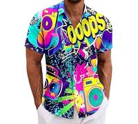 BmDSGC Hawaiian Shirt Mens Funny 3D Printed Beach Shirt Short Sleeve Holiday Aloha Button Down Summer Casual Shirts Retro Bowling Shirts Mexican Themed Blouses (#013 Multicolour,4XL)