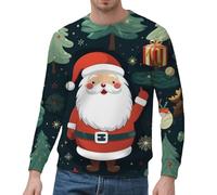BmDSGC Mens 1/4 Zip Christmas Sweatshirt Xmas Tree Pullover Ugly Christmas Jumper Long Sleeve Sweater Fleece Stand Collar Sweatshirts Men/Women Hip Hop Pullovers Santa Suit (Black-11,L)