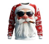 BmDSGC Mens Christmas Jumper Novelty Christmas Shirt Long Sleeve Ugly Xmas Jumper Sweater Santa Claus Printed Holiday Party Top Soft Plain Sportwear Hoodie Sweatshirt Top Reindeer Shirt (Z11 Red,M)