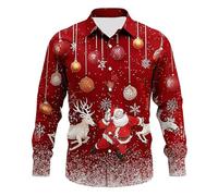 BmDSGC Men's Christmas Shirt 3D Printed Short Sleeve Button Down Santa Vacation Shirt Beach Camp Shirts Christmas Hat Xmas Holiday Costume